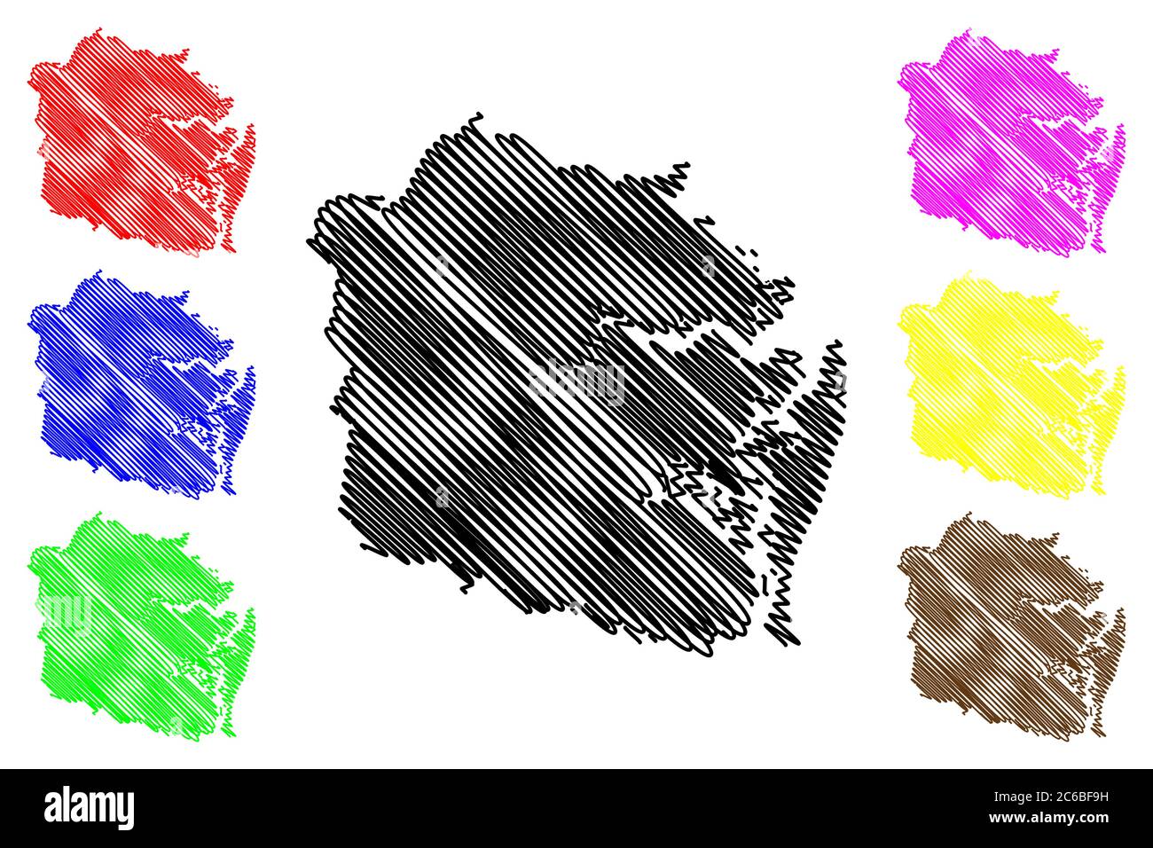 Camden County, Georgia (Stati Uniti, Stati Uniti d'America, Stati Uniti, Stati Uniti, Stati Uniti) mappa illustrazione vettoriale, schizzo di scarabocchio mappa Camden Illustrazione Vettoriale