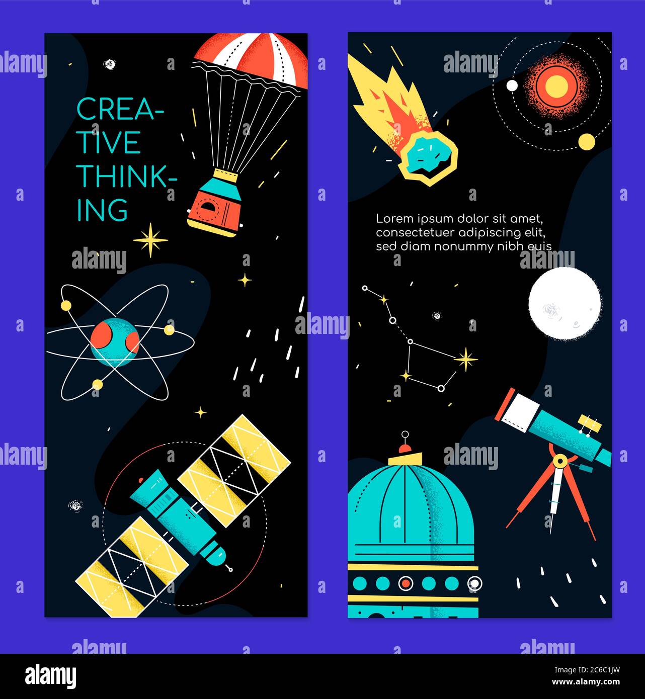 Tema spazio - Set di moderni banner verticali Illustrazione Vettoriale