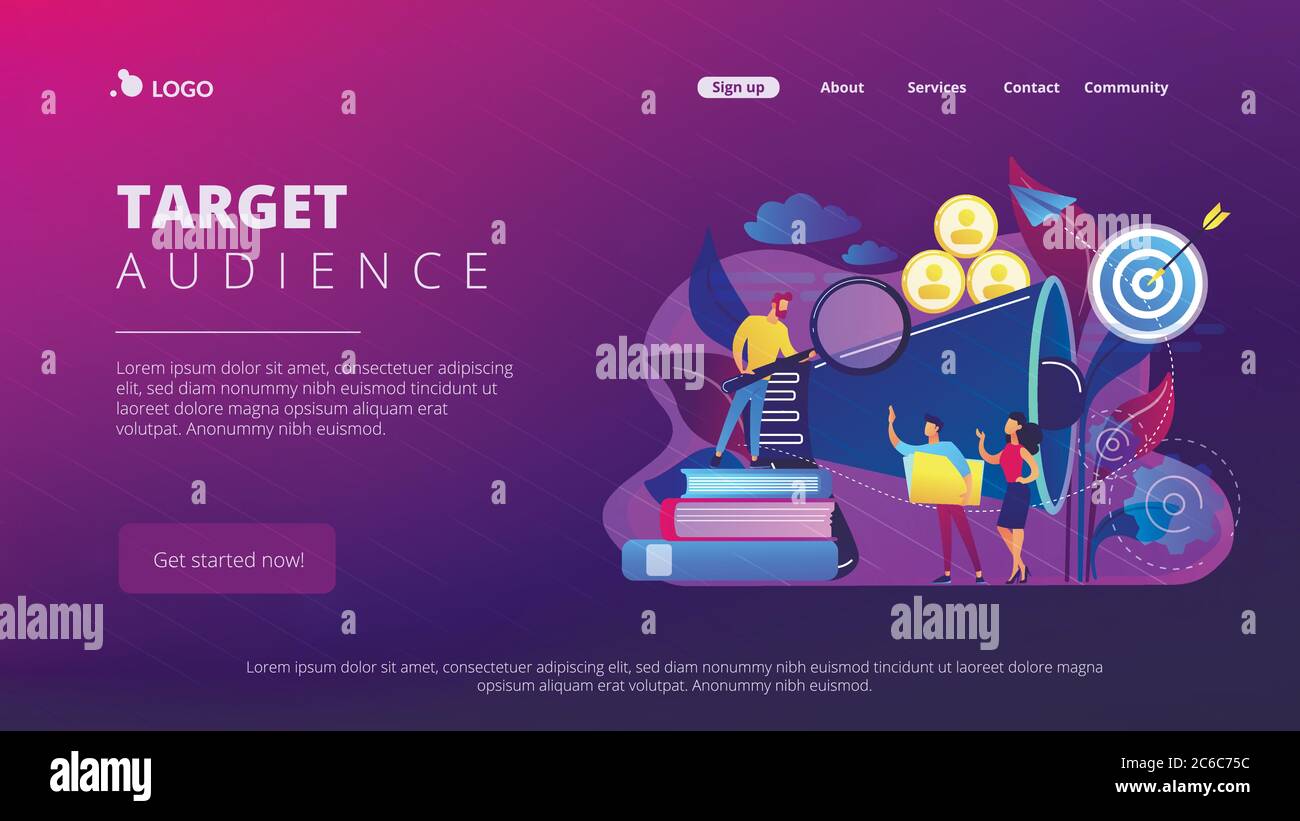 Pagina di destinazione del concetto di gruppo di destinazione. Illustrazione Vettoriale