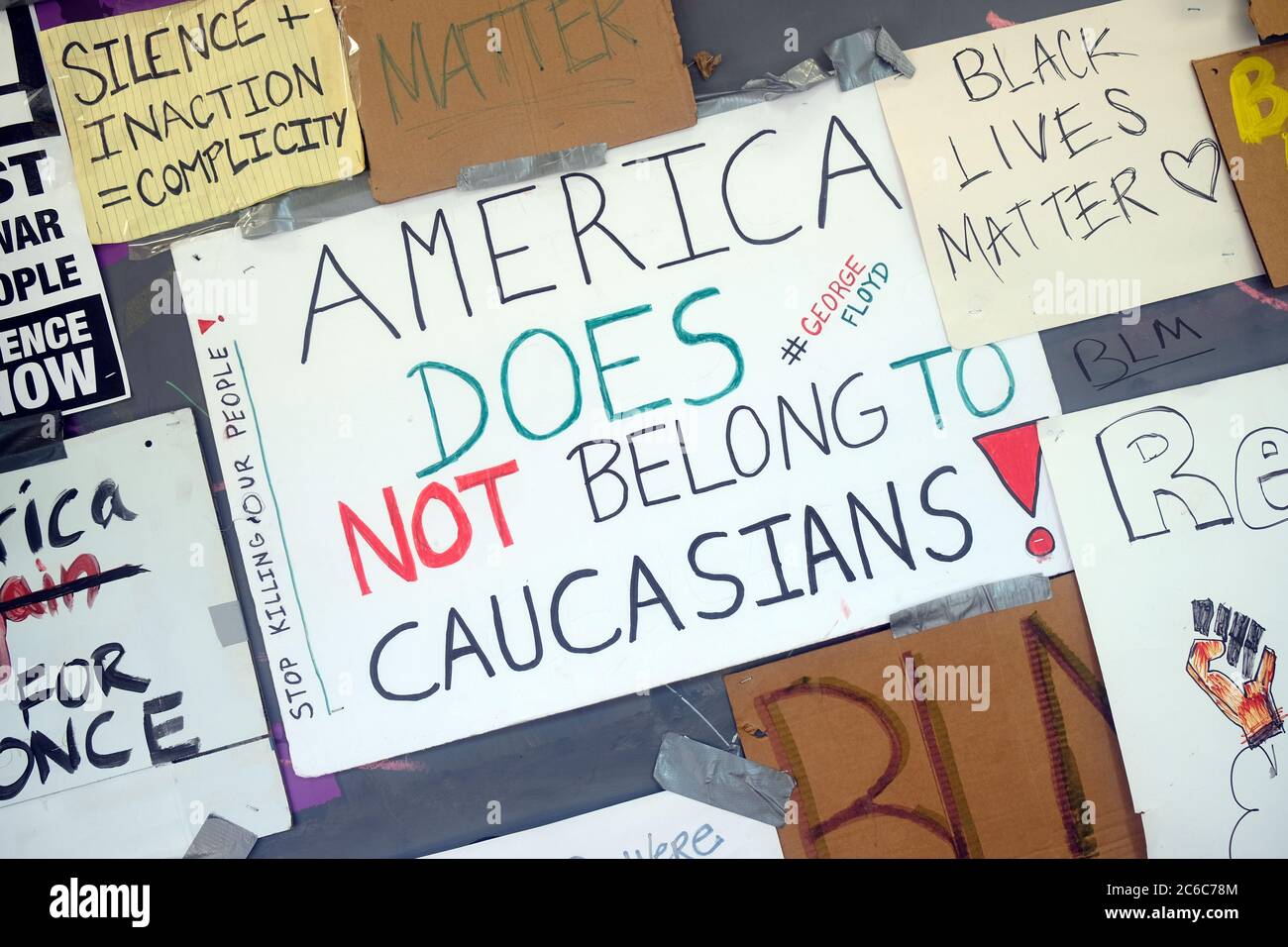 I segni di protesta di Black Lives Matter a Washington, D.C. Foto Stock