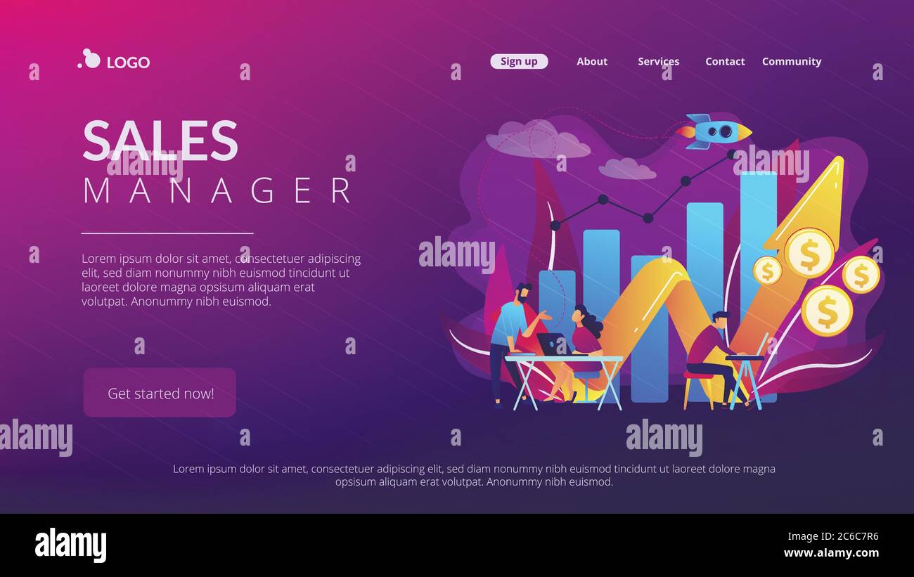 Landing page del concetto di crescita delle vendite. Illustrazione Vettoriale