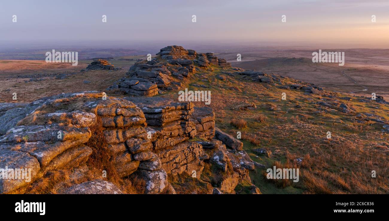 West Mill Tor, Dartmoor, Devon, Regno Unito Foto Stock