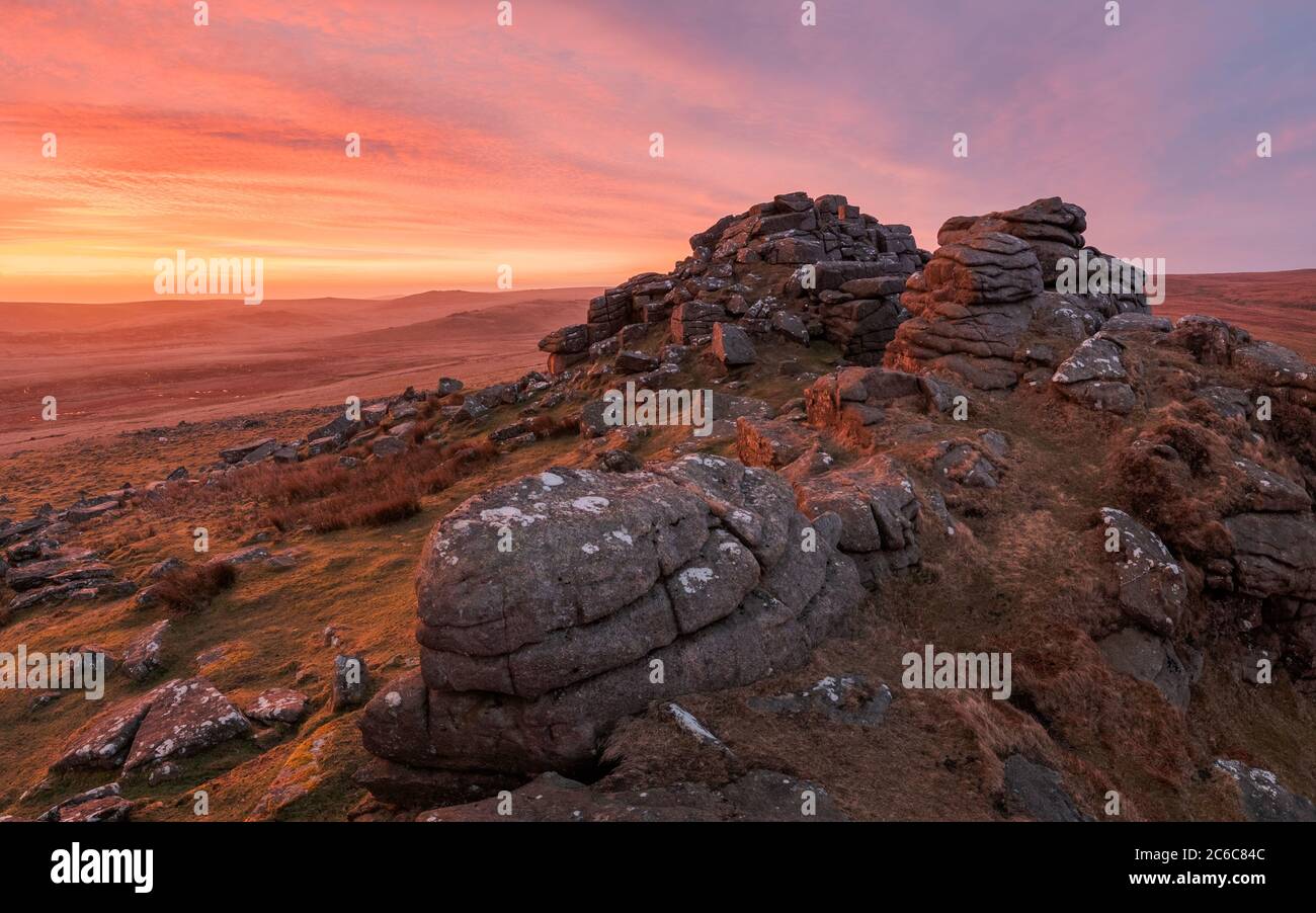 West Mill Tor, Dartmoor, Devon, Regno Unito Foto Stock