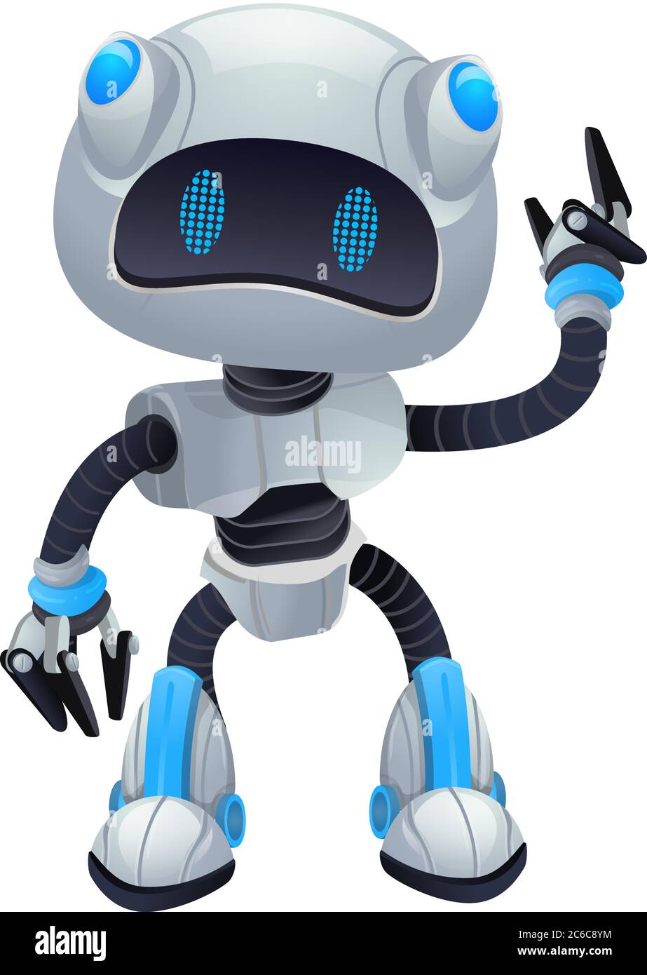 Robot impostare vettore con emozioni, tecnologia, isolato su sfondo bianco. Illustrazione Vettoriale