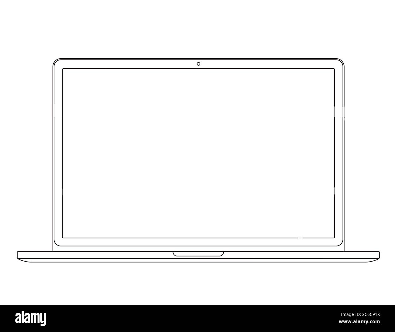 Laptop con disegno a linee. Elegante design sottile. Illustrazione vettoriale Illustrazione Vettoriale