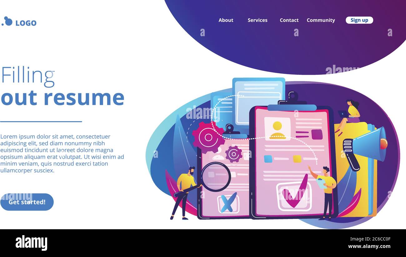 Landing page del concetto di dipendente di assunzione. Illustrazione Vettoriale