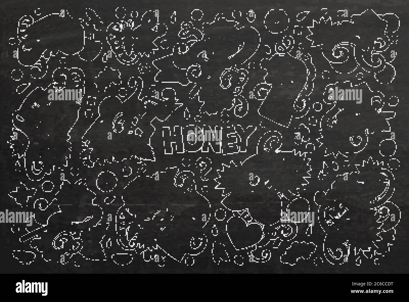 Cartoon vettoriale insieme di elementi di design doodles tema Miele Illustrazione Vettoriale