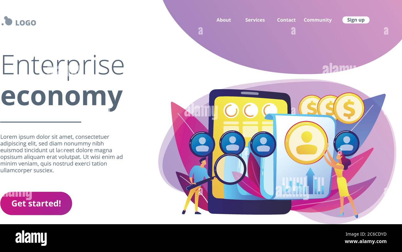 Landing page del concetto di gestione delle spese mobili. Illustrazione Vettoriale