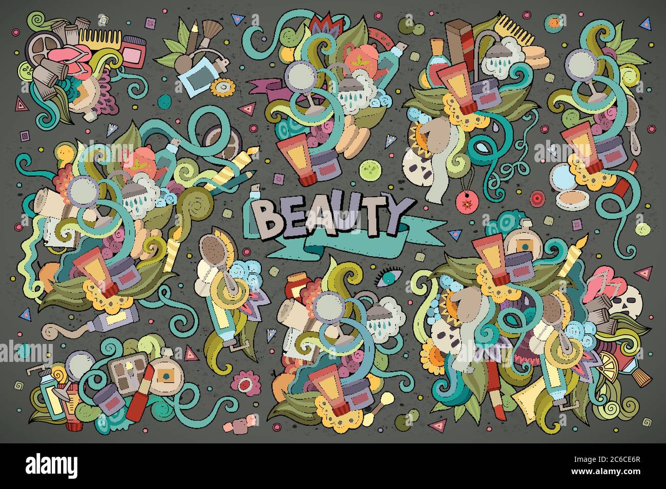 Colorato vettore mano doodle cartoon set di oggetti Illustrazione Vettoriale