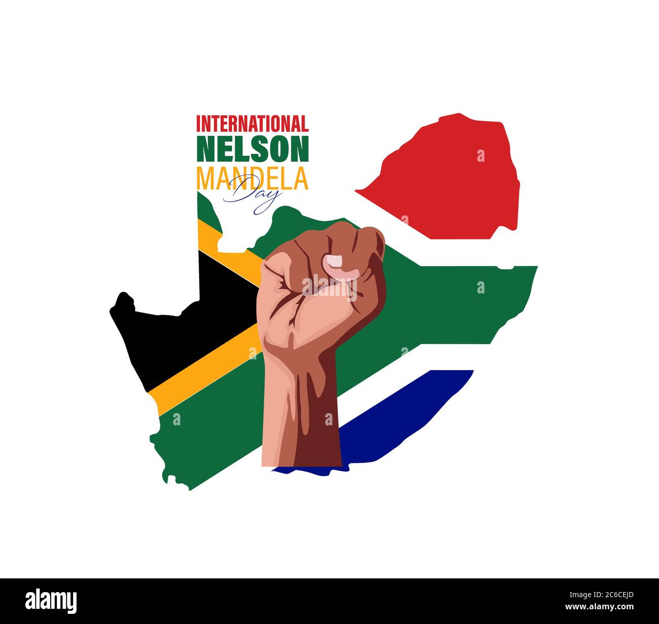 Giornata Internazionale di Nelson Mandela. Leader politico sudafricano, filantropo, che è stato presidente del Sudafrica dal 1994 al 1999. Porta Illustrazione Vettoriale