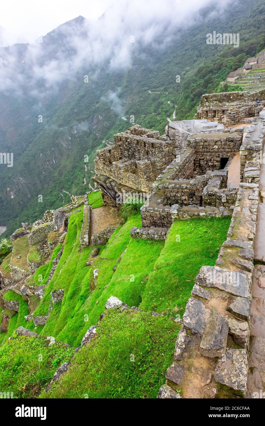 Machu Picchu, un Santuario storico peruviano. Una delle nuove sette meraviglie del mondo. Cuzco. Foto Stock