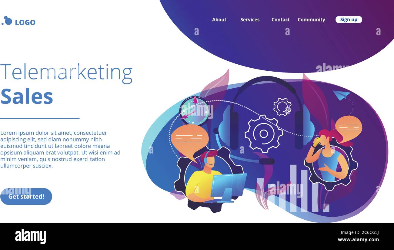 Pagina di destinazione del concetto di chiamata a freddo. Illustrazione Vettoriale