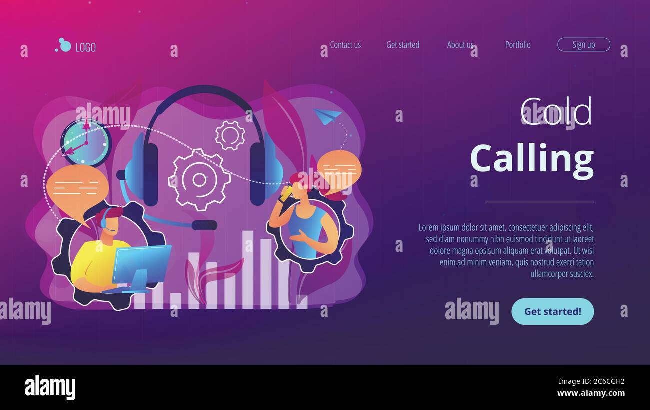 Pagina di destinazione del concetto di chiamata a freddo. Illustrazione Vettoriale