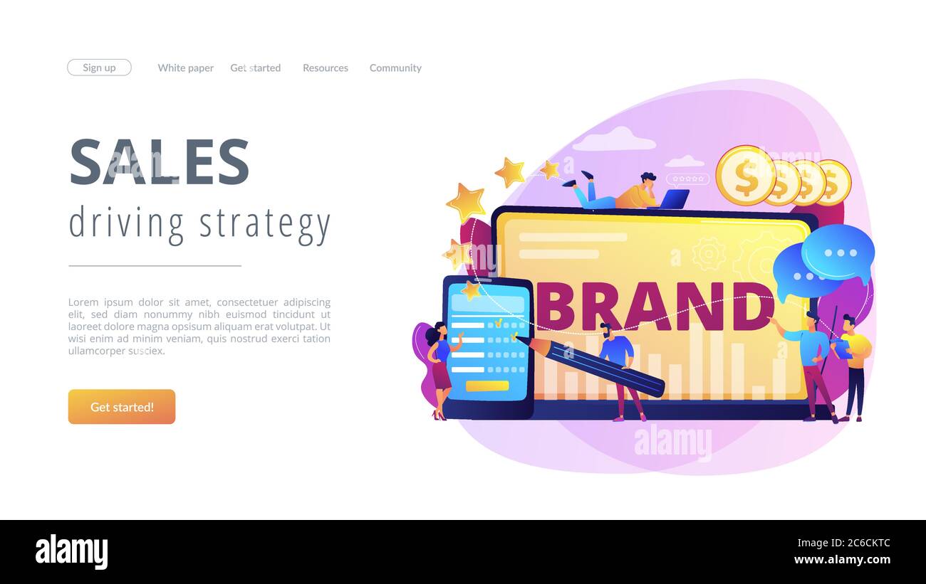 Pagina di destinazione del concetto di reputazione del marchio Illustrazione Vettoriale