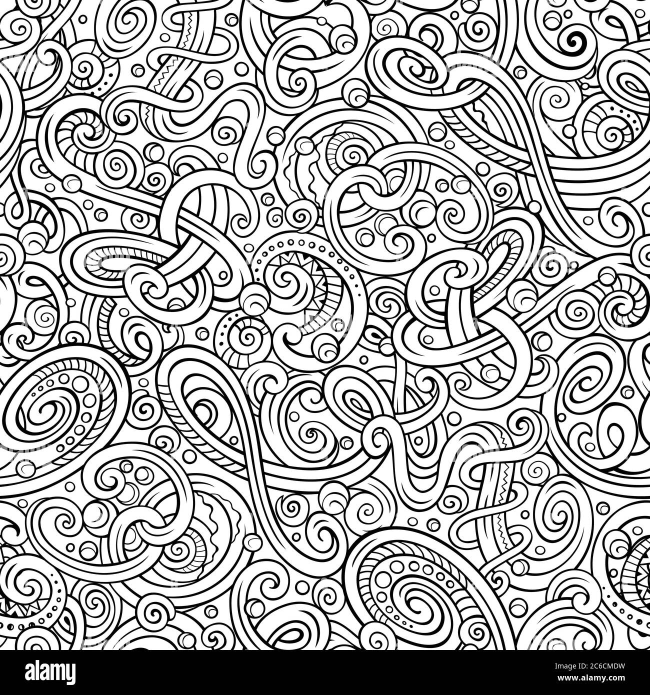 Decorativo doodle astratto inverno riccio senza cuciture motivo Illustrazione Vettoriale