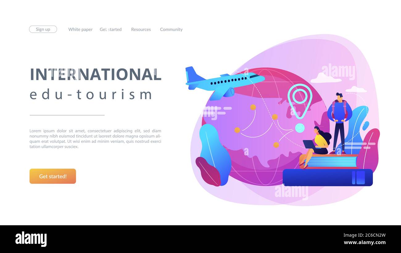 Landing page del concetto di turismo educativo Illustrazione Vettoriale