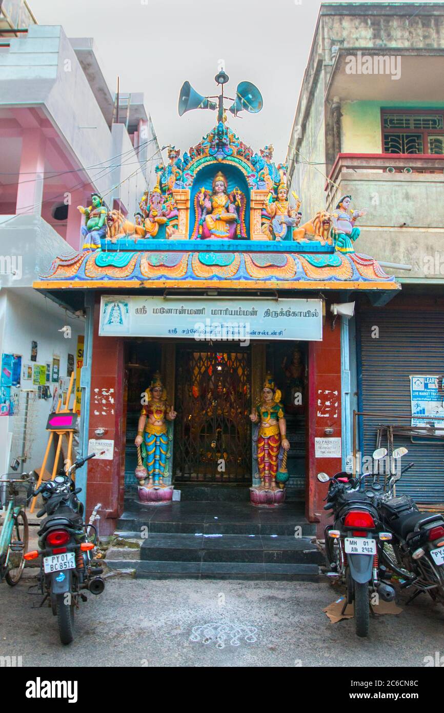 Arulmigu Manakula Vinayagar tempio, pondicherry, india meridionale, pondy, viaggio pondicherry, spiaggia pondicherry, strada pondicherry, strada Foto Stock