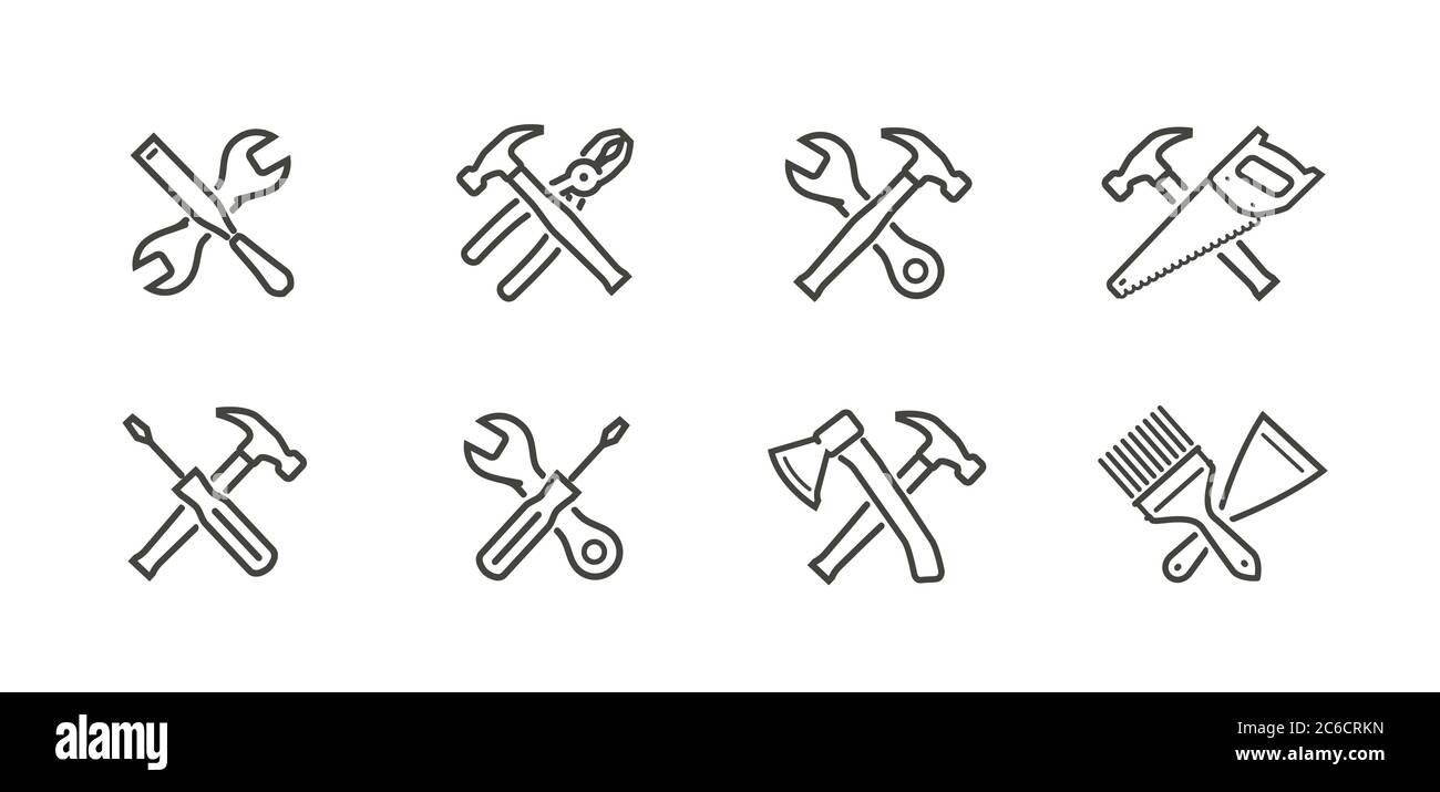 Set di icone Strumenti. Riparazione, supporto tecnico illustrazione vettoriale Illustrazione Vettoriale