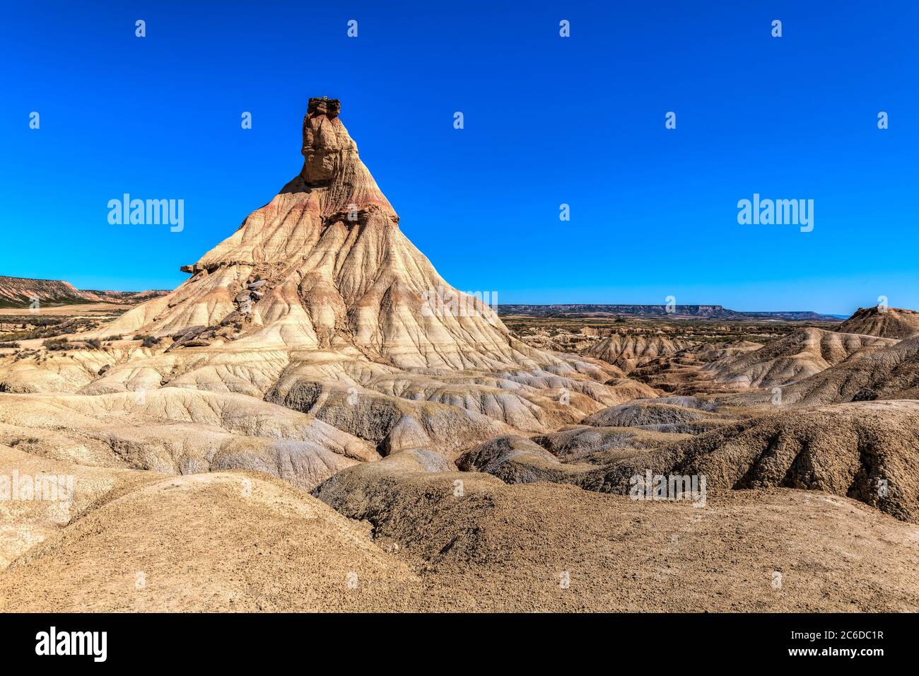 Formazione rocciosa di Castildetierra, Bardenas Reales Badlands, Navarra, Spagna Foto Stock