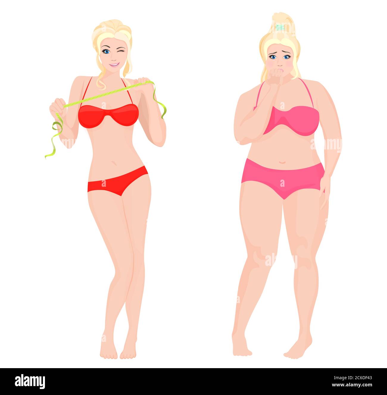 Sottile Salute e donna grassa. Illustrazione vettoriale dell'infografica Lifestyle Illustrazione Vettoriale