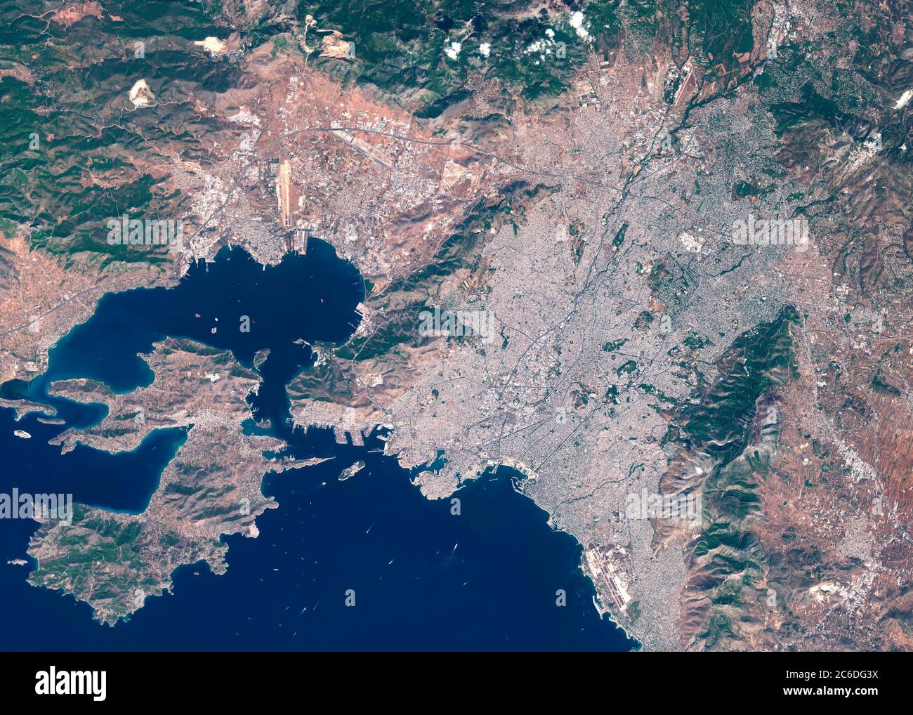 Immagine satellitare di Atene, Grecia Foto Stock