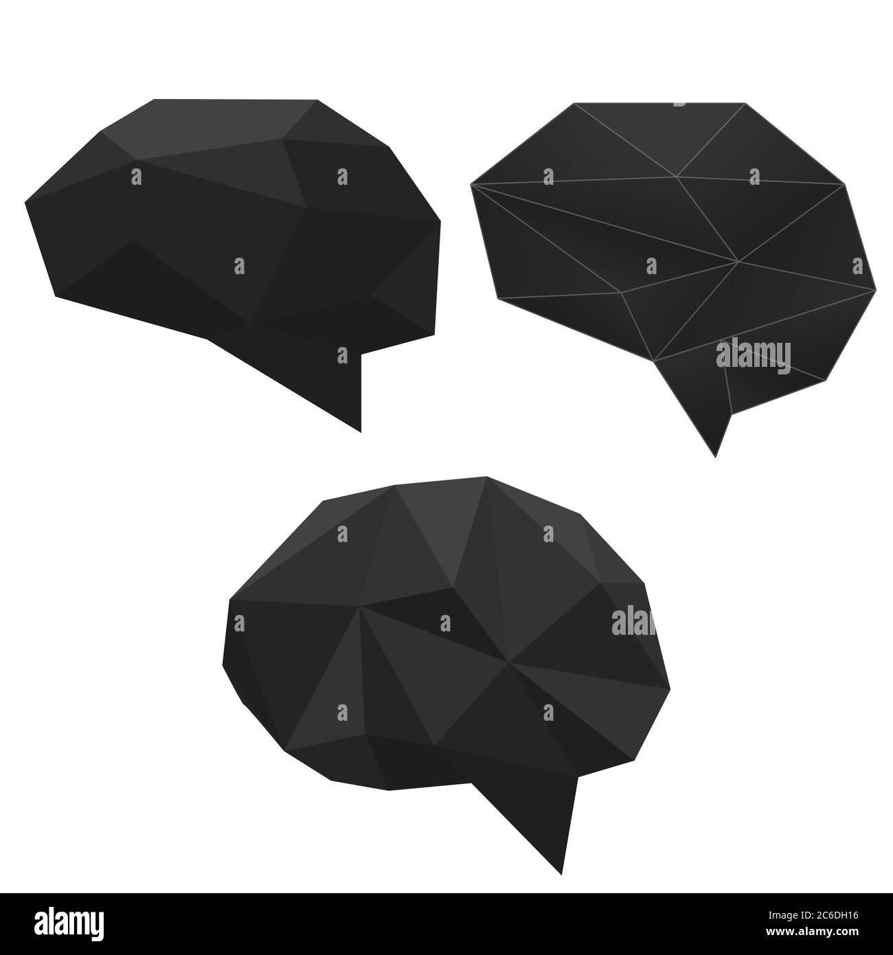 Set astratto creativo basso poligonale di cristallo di diamante nero Illustrazione Vettoriale