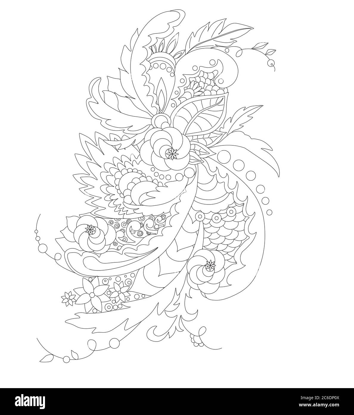 Abstart motivo ornamento floreale figura vettoriale silhouette Illustrazione Vettoriale