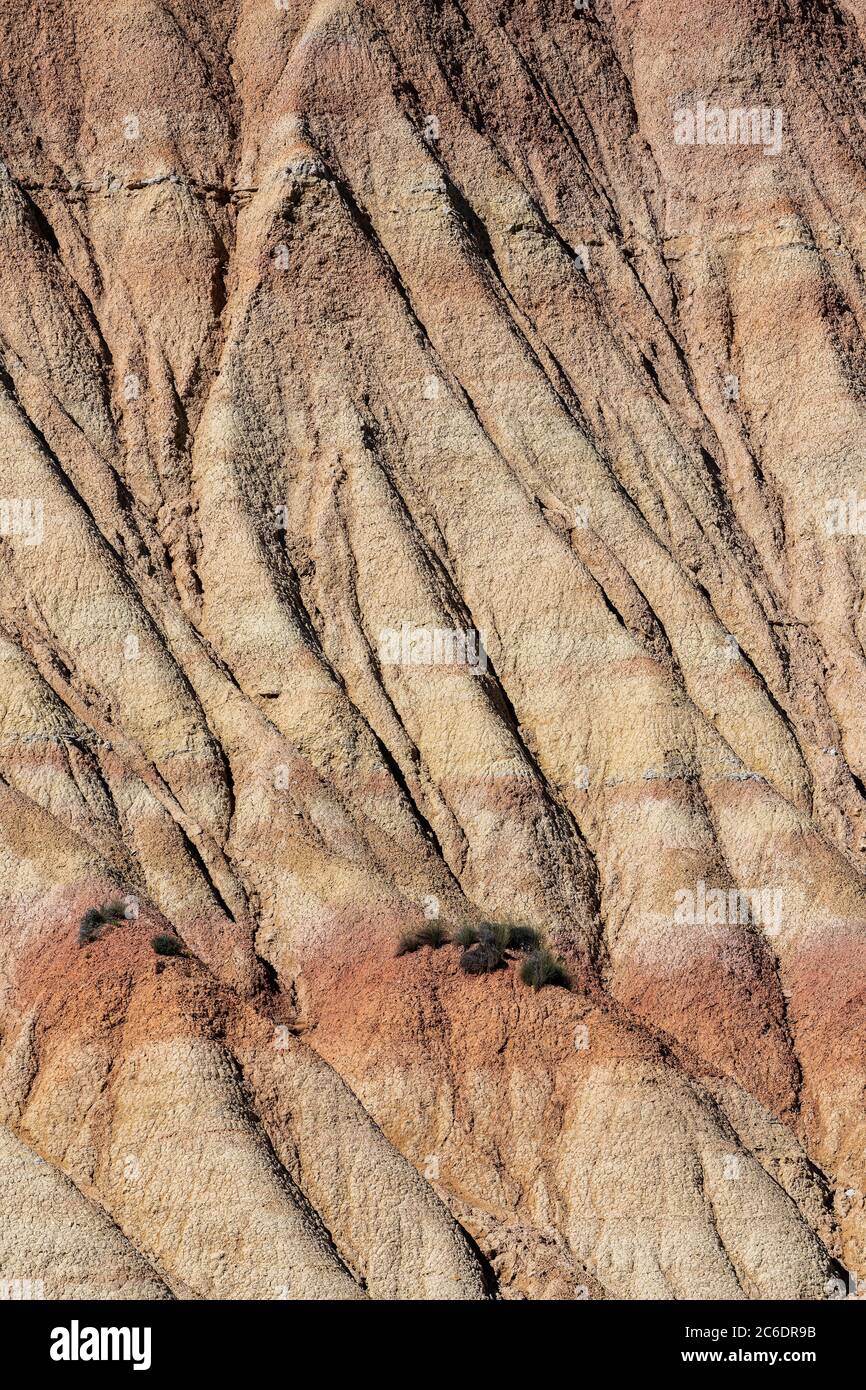 Formazioni rocciose, Bardenas Reales Badlands, Navarra, Spagna Foto Stock