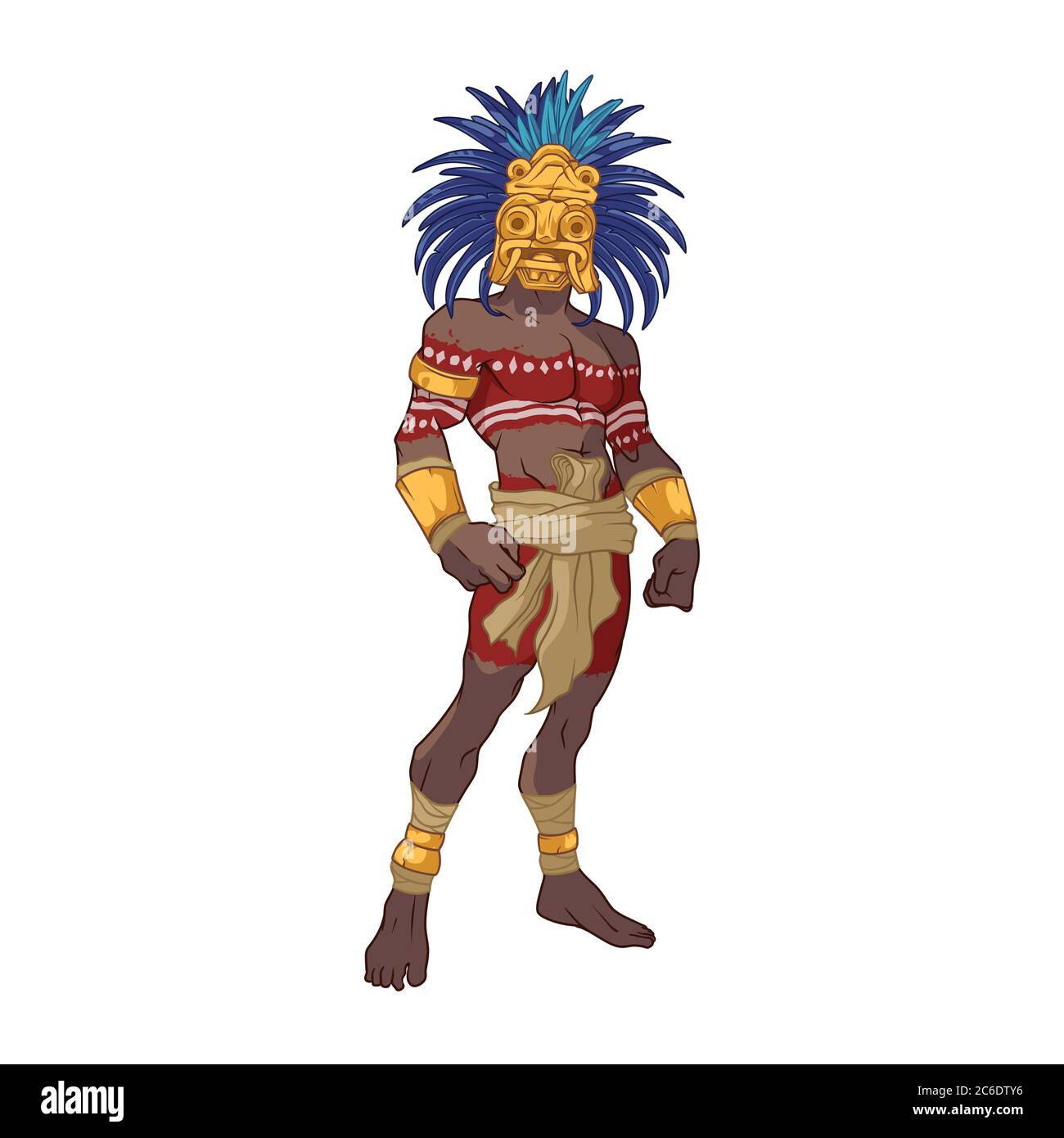 Guerriero azteco con vernice da guerra e cappelli tradizionali con piume Illustrazione Vettoriale Guerriero azteco con vernice da guerra e cappelli tradizionali con piume Illustrazione Vettoriale
