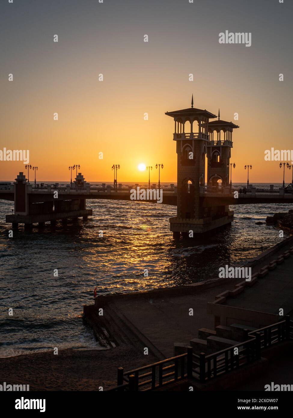 Il capolavoro architettonico del ponte stanley ad Alessandria al tramonto Foto Stock