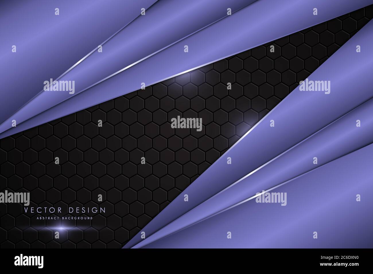 Sfondo metallico.Viola e argento con fibra di carbonio.concetto di tecnologia di metallo poligono scuro. Illustrazione Vettoriale