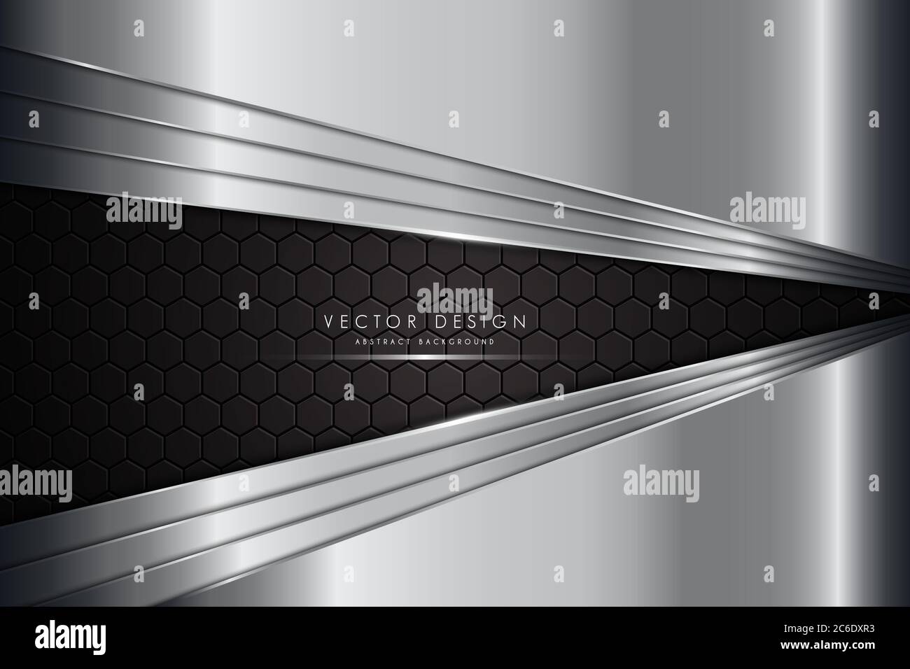 Sfondo metallico.Grigio e argento con fibra di carbonio.concetto di tecnologia di poligono scuro. Illustrazione Vettoriale