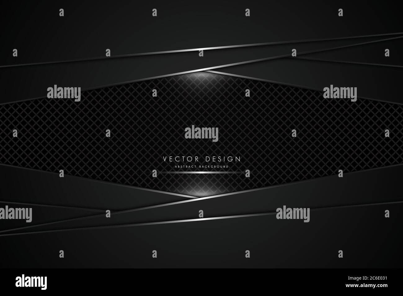 Sfondo metallico.Nero con fibra di carbonio.concetto di tecnologia Glow line Dark Space Metal. Illustrazione Vettoriale