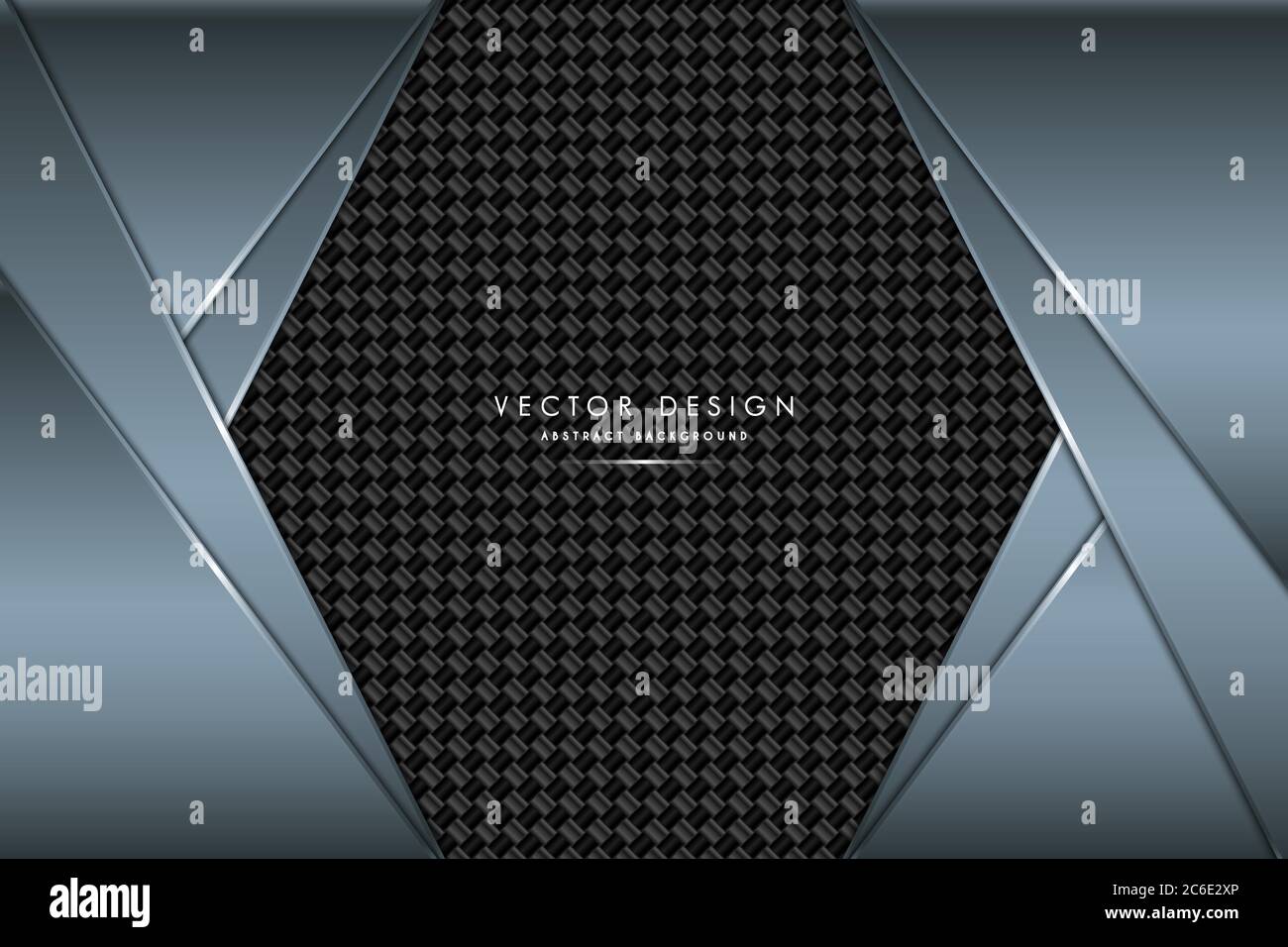 Sfondo metallico. Blu con struttura in fibra di carbonio.concetto di tecnologia in metallo a forma di poligono. Illustrazione Vettoriale