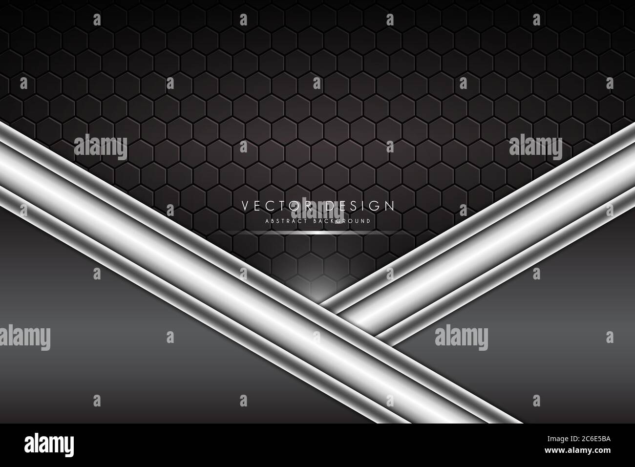 Fondo metallico.Grigio e argento con fibra di carbonio.concetto di tecnologia di metallo a forma poligonale. Illustrazione Vettoriale