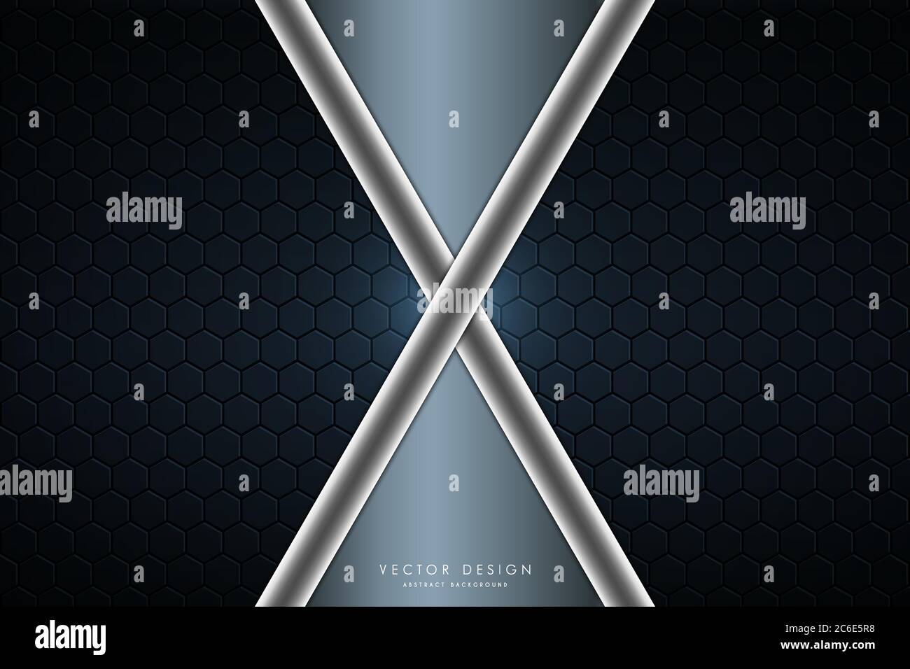 Sfondo metallico. Blu e argento con fibra di carbonio. Concetto di tecnologia del metallo a forma di poligono. Illustrazione Vettoriale