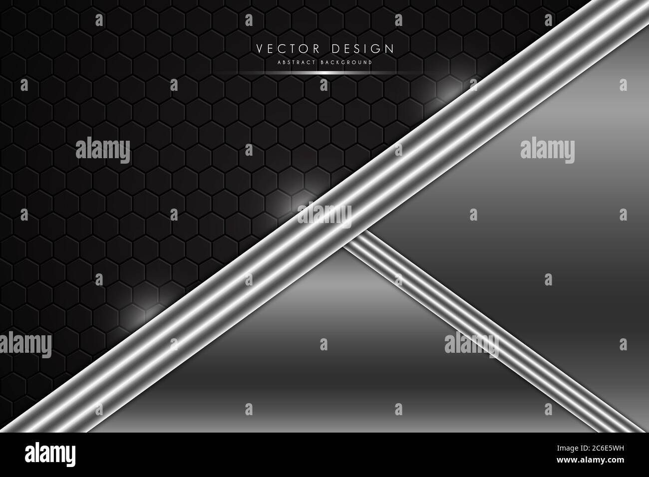 Fondo metallico.Grigio e argento con fibra di carbonio.concetto di tecnologia di metallo a forma poligonale. Illustrazione Vettoriale