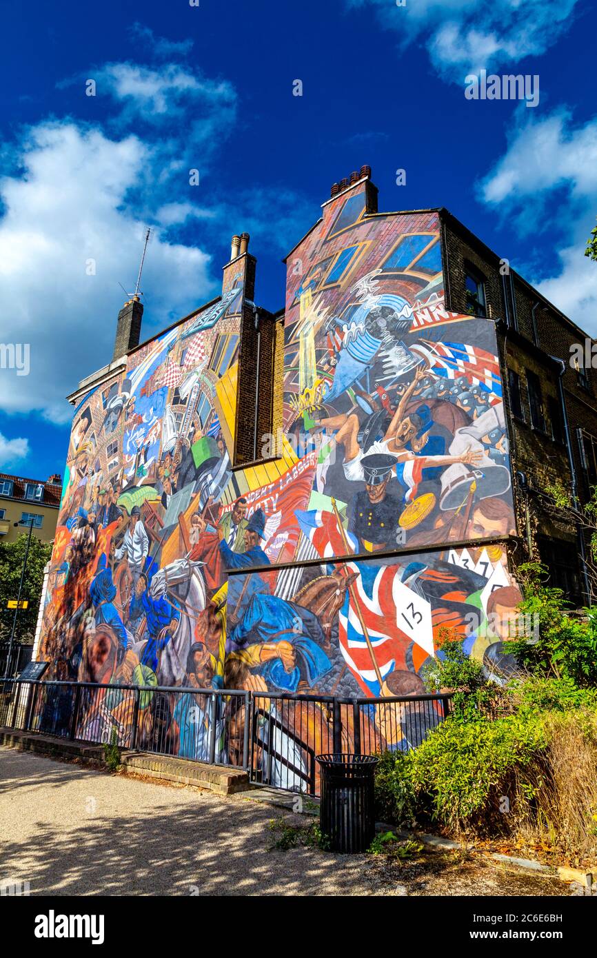 La battaglia di Cable Street Mural, Londra, Regno Unito Foto Stock