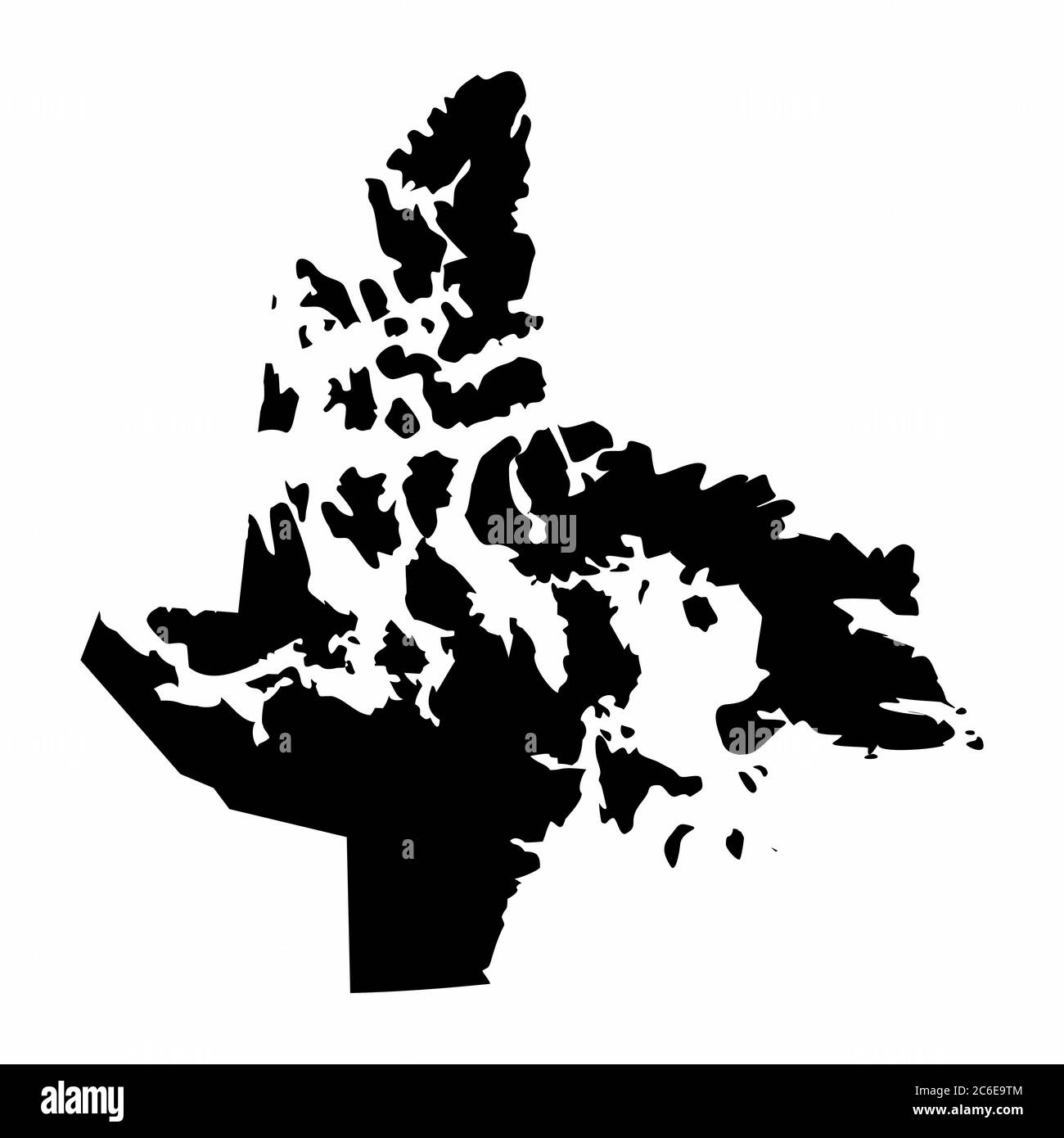 Mappa di silhouette scura del territorio di Nunavut Illustrazione Vettoriale
