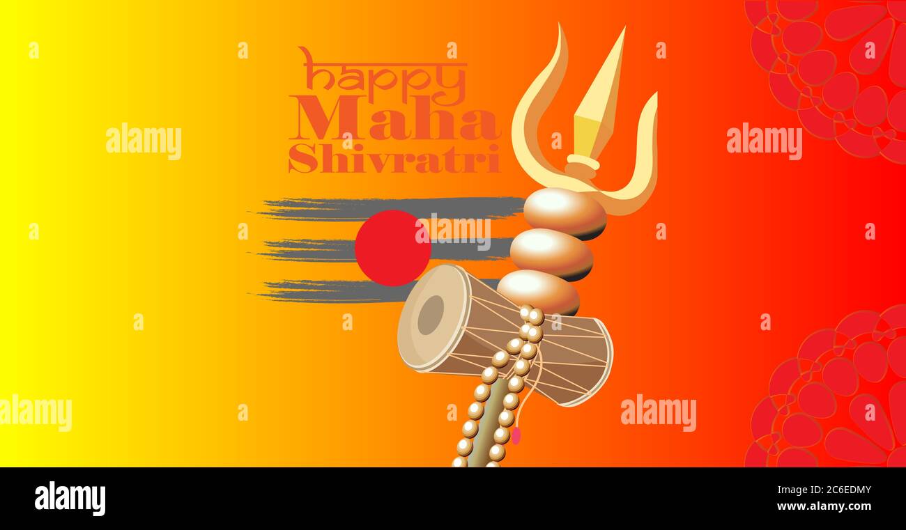 Illustrazione vettoriale del biglietto d'auguri per maha Shivratri, biglietto d'auguri per il festival indù Maha Shivratri. Grunge texture Mahadev Tilak segno. Illustrazione Vettoriale