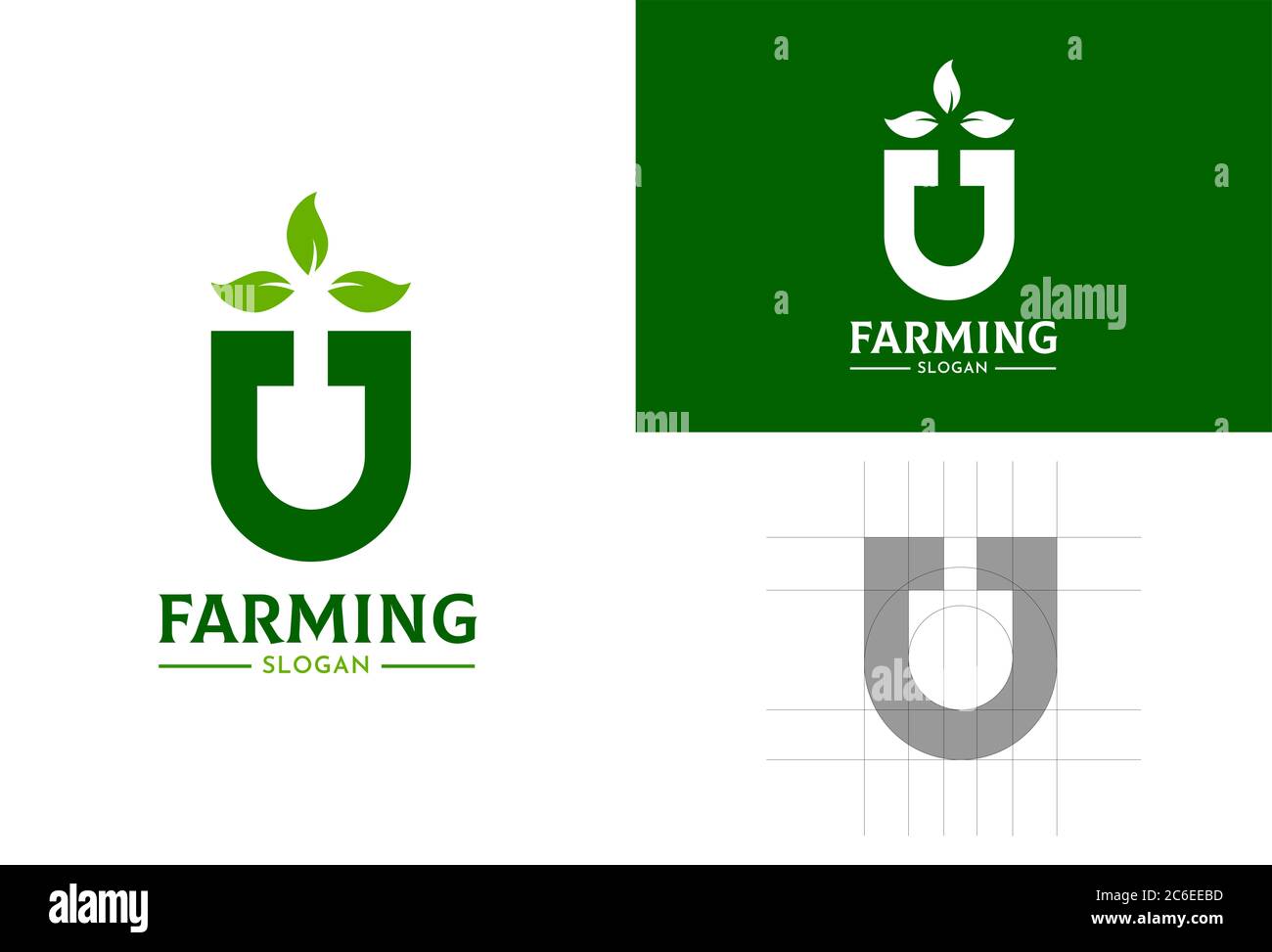 Logo design per una farm.Leaves.Nature.Grid system.clean, semplice ed elegante. Foto Stock