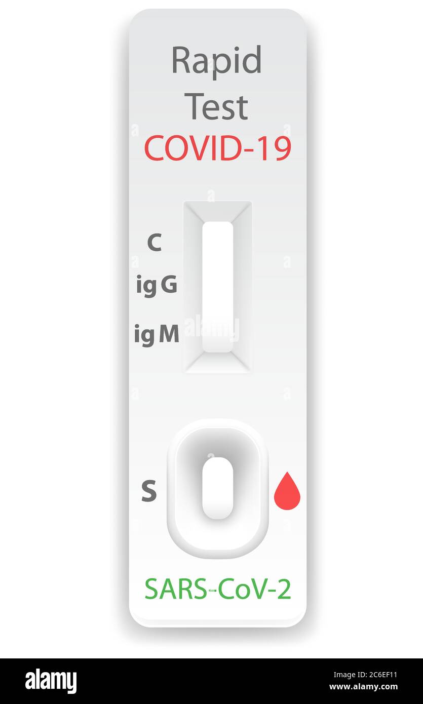 Vuoto Test rapido per anticorpi al coronavirus per la presenza o assenza di risultati immuni dal virus Covid 19 e dalla malattia infettiva Sars 2019-nCoV. Illustrazione Vettoriale