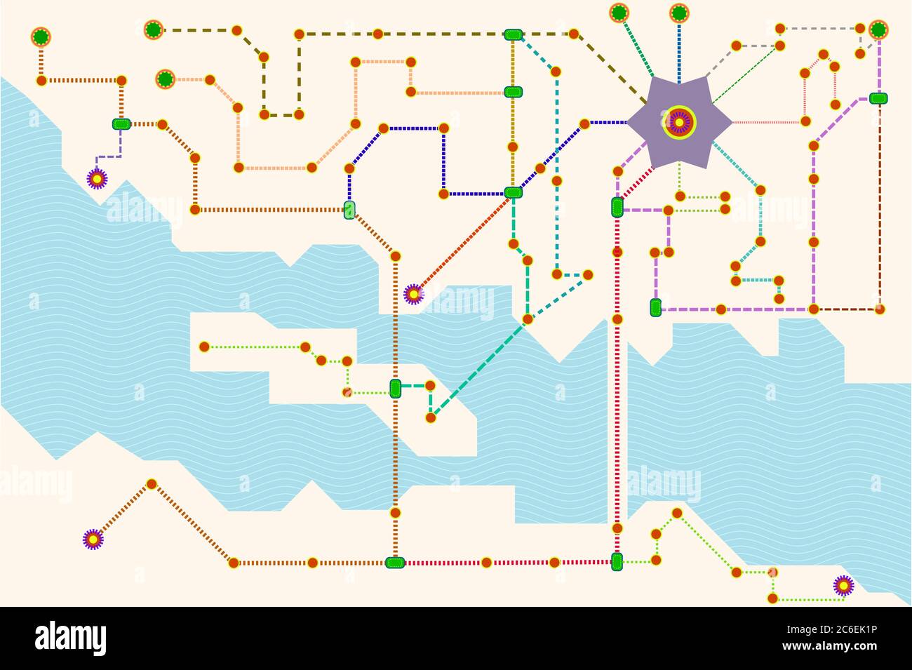 trasporti pubblici o mappa della metropolitana, concetto di traffico Illustrazione Vettoriale