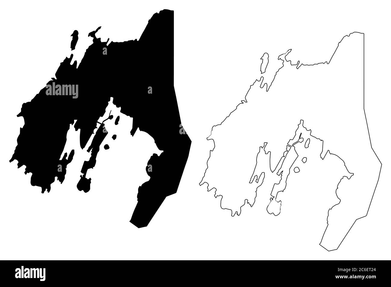 Nuuk City (Regno di Danimarca, isola di Groenlandia) mappa illustrazione vettoriale, abbozzare la mappa della città di Godthab Illustrazione Vettoriale