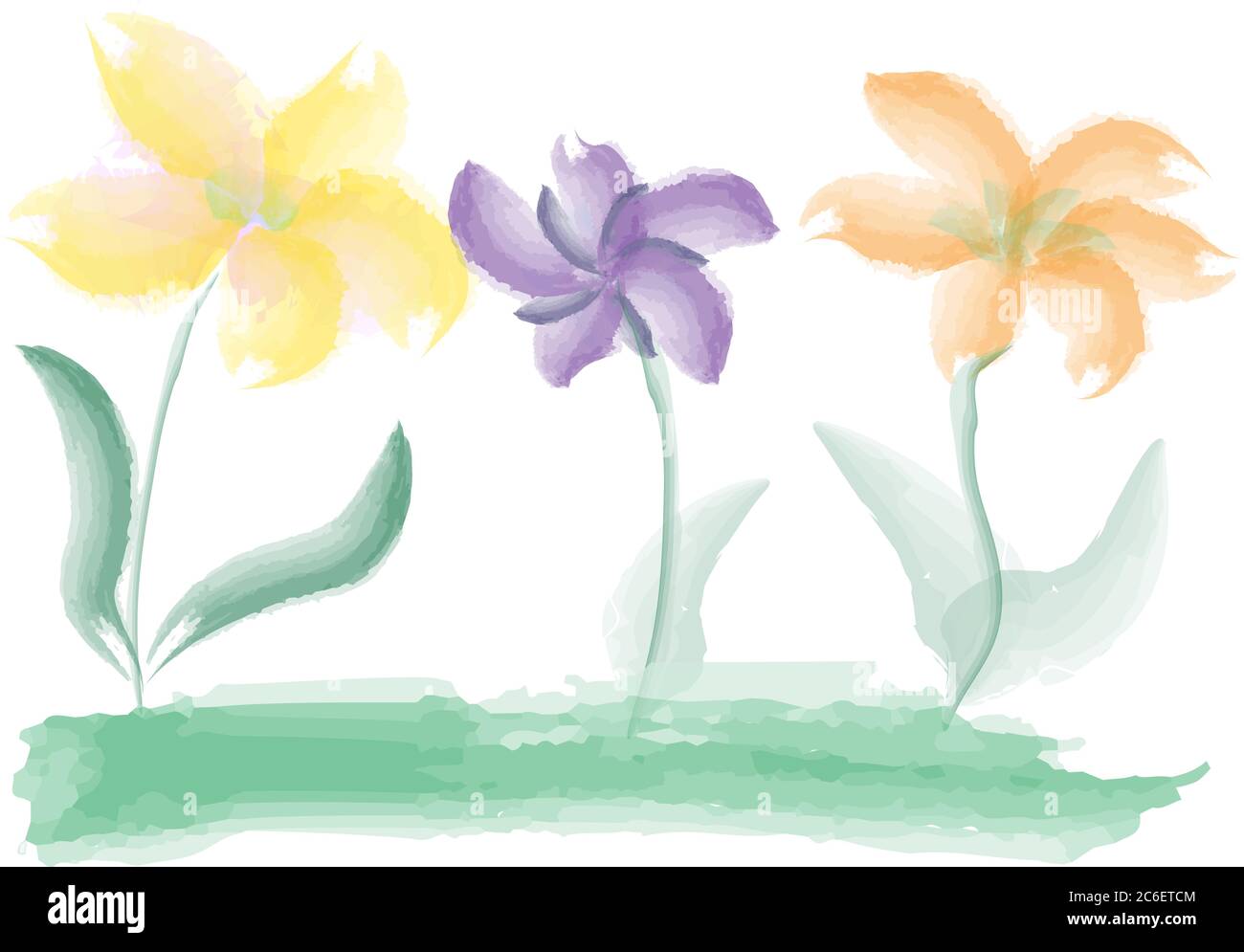 fiori acquerelli semplici, disegno di bambino Illustrazione Vettoriale