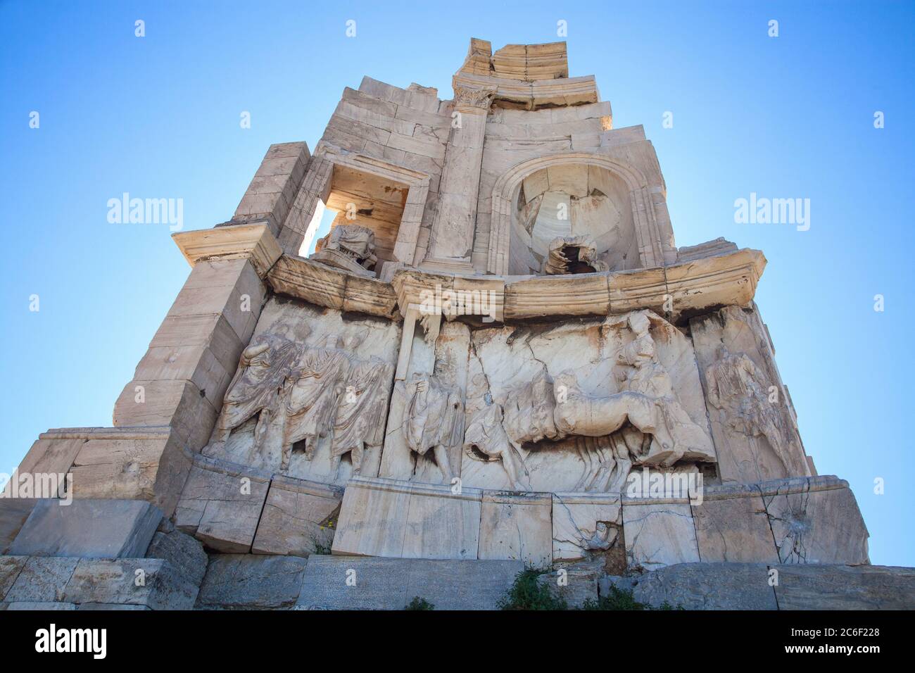 Una vista ravvicinata del monumento di Philopappos Foto Stock