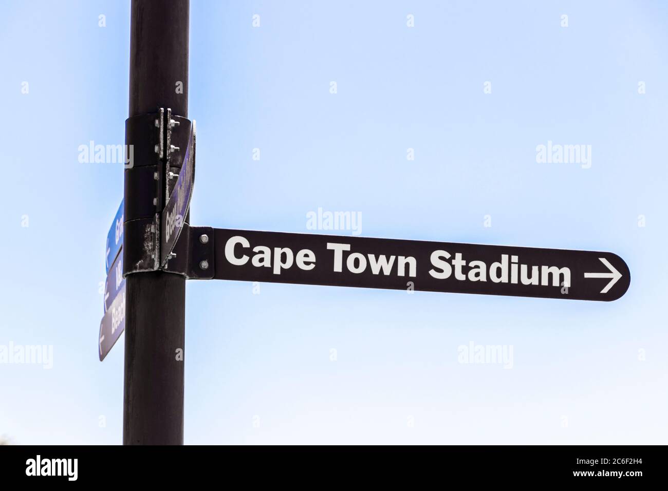 Indicazioni stradali per Città del Capo verso Sea Point Green Point Park Cape Town Stadium. Foto Stock