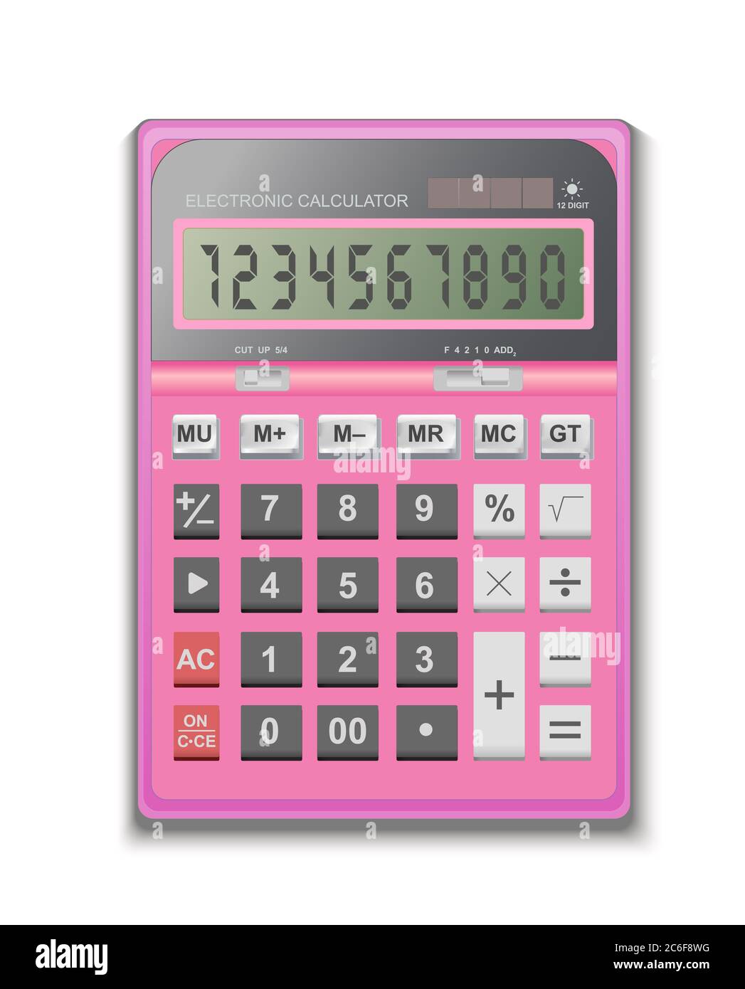 Calcolatrice rosa donne 3D realistico, per il calcolo di prestito, credito,  finanza, denaro, business. Isolato su sfondo bianco Foto stock - Alamy