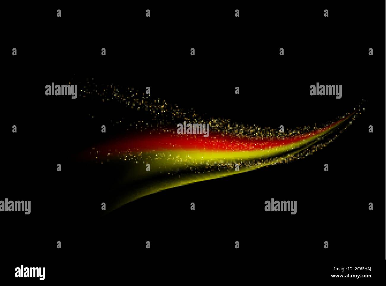 Elemento di design Vector Abstract gold Wave con effetto glitter su sfondo scuro. Illustrazione Vettoriale