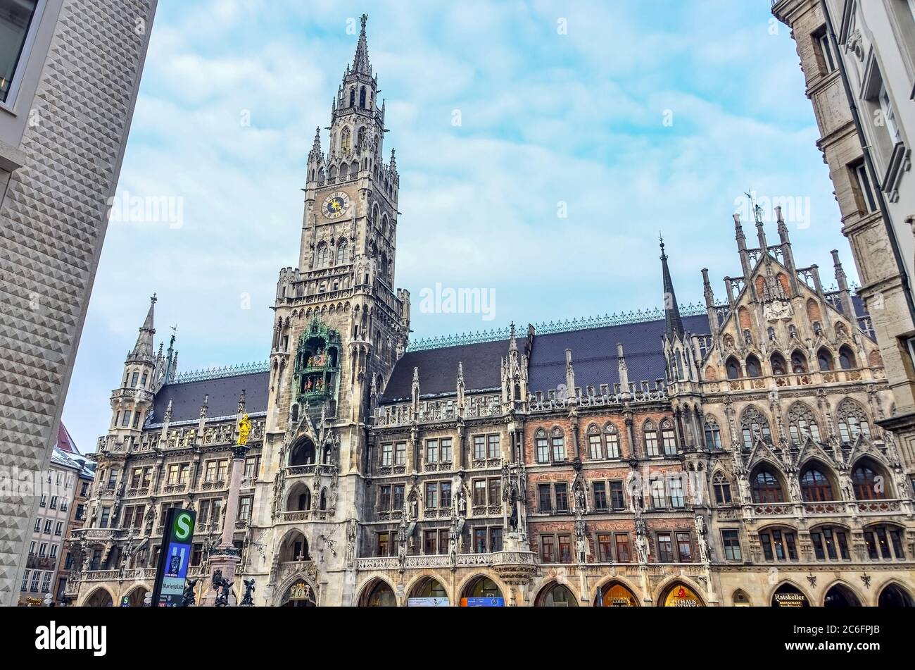 Nuovo edificio del Municipio a Marienplatz. Foto Stock